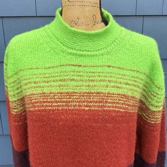 💚🧡💙Scotch & Soda alpaca blend sweater large green orange blue - Picture 3 of 13